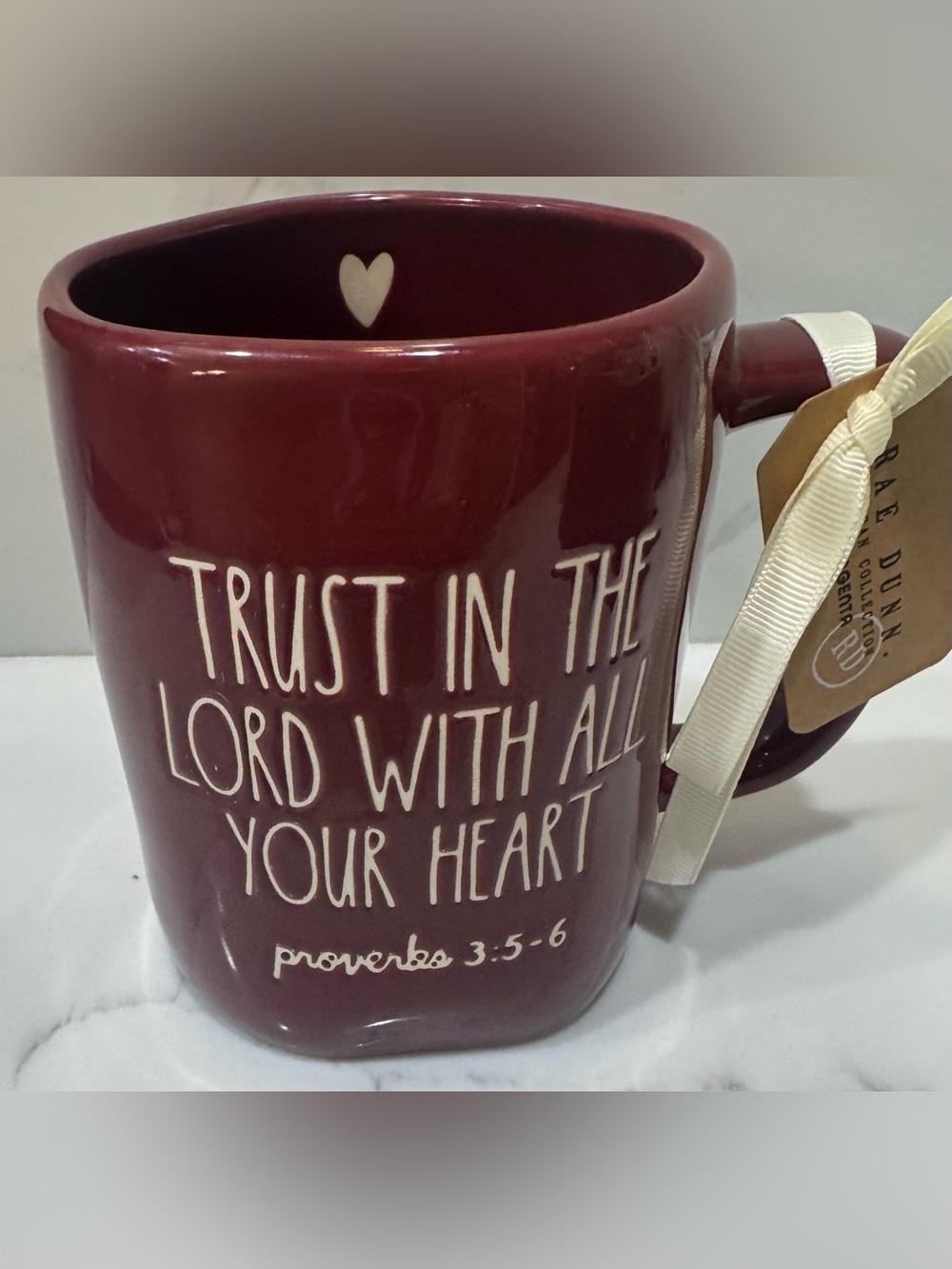 Rae Dunn Religious Coffee Mug “Trust In The Lord With All Your Heart” NWT